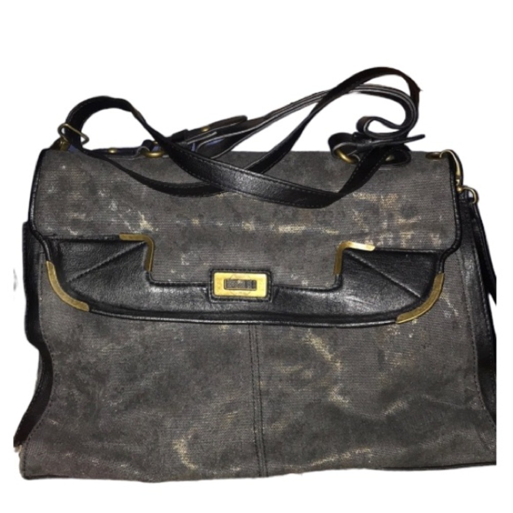 Jessica Simpson subtle Animal Print Metallic Tote / Laptop Bag soft Briefcase
